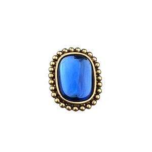 YSL Yves Saint Laurent SINGLE Pierced Earring Gold Tone Blue Center